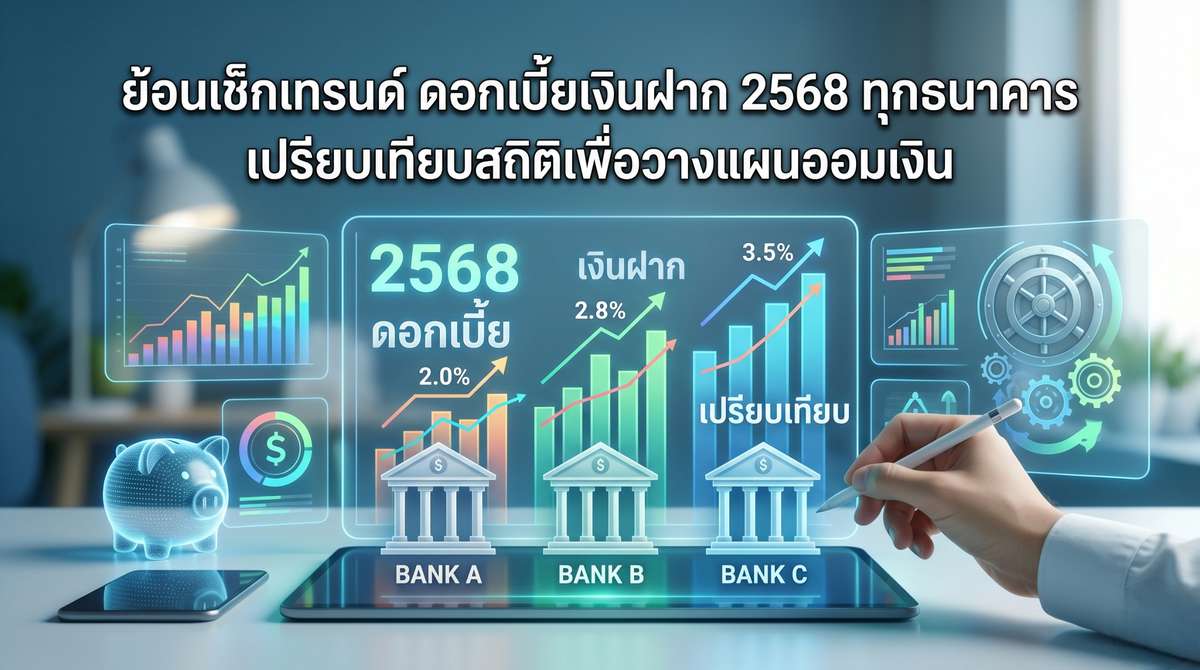 ย้อนเช็กเทรนด์ ดอกเบี้ยเงินฝาก 2568 ทุกธนาคาร เปรียบเทียบสถิติเพื่อวางแผนออมเงิน